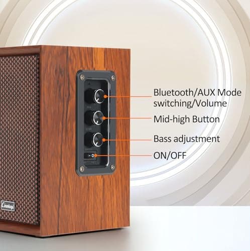 40W Computer Speakers,2.0 AC Powered Wooden PC Speakers with Strong Bass,7.28" X 2 AC Powered USB/Bluetooth Bookshelf Speakers with USB Input for DSP PC Speaker, Wooden Speaker for Laptop (C5201-US)