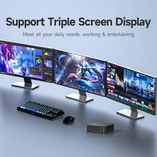 wo-we P6 Mini PC Ryzen 5 3550H(4C/8T,up to 3.7GHz) 16GB DDR4 RAM 512GB NVMe SSD Gaming PC, Radeon Vega 8 Graphics Mini Desktop Computer, Triple 4K 60Hz Displays, USB-C/USB 3.3/2.0/HDM I, WiFi5 BT5.0