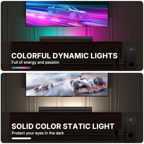 Wohome 2.1 Sound Bar for Smart TV with 5 Inches Wired Subwoofer, 140W, 2 in 1 Detachable Soundbar with RGB-IC Backlight, Bluetooth 5.3, Optical, AUX, USB Input, Bass Adjustable, Remote/Button Control