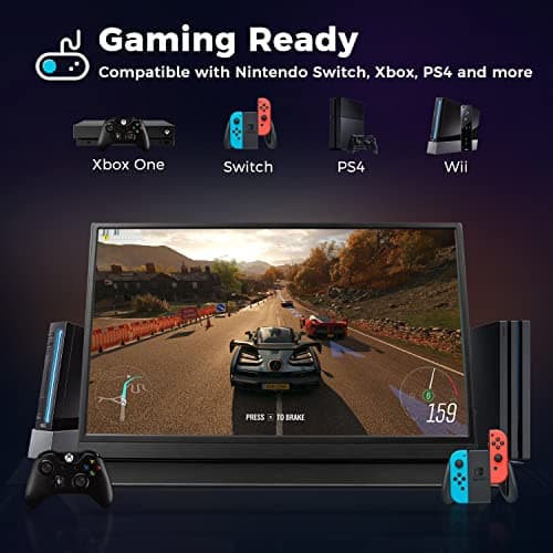 Portable Monitor, 15.6'' FHD 1080P Portable Laptop Monitor USB C HDMI Second External Monitor for Laptop, Desktop, Tablet, Phones, PS4/5, Xbox, Switch, Dual Speaker with Protective Case