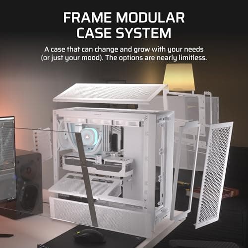 CORSAIR 4000D Frame Modular Mid-Tower ATX PC Case – High Airflow, InfiniRail Fan Mounting System, Dual 360mm Radiator Support, ASUS BTF, MSI Project Zero, Gigabyte Project Stealth – White