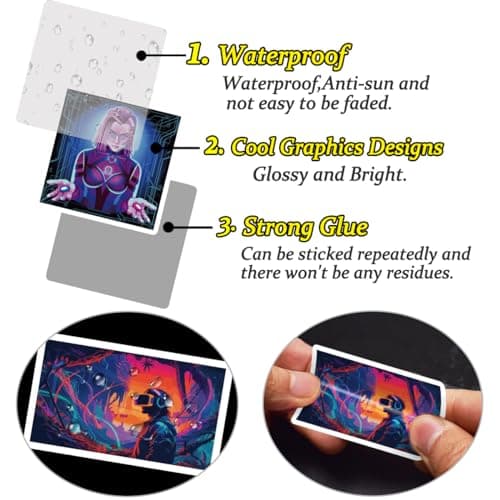 Qtl Cyberpunk Stickers - 75pcs Vaporwave Stickers for Laptop & Water Bottle - Waterproof
