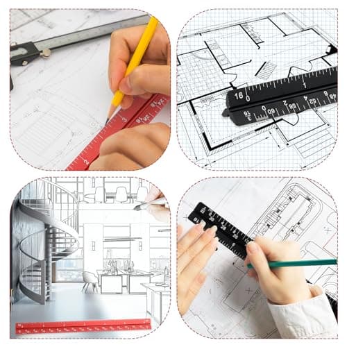 Prasacco 2 Pcs 6 Inch Architectural Scale Ruler, Small Engineer Scale Ruler Mini Scale Ruler Pocket Aluminium Metal Ruler for Architects Engineering Artists Draftsman Drawing Drafting