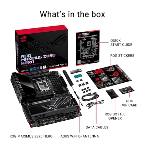 ASUS ROG Maximus Z890 Hero Intel® Z890 LGA 1851 ATX Motherboard, Advanced AI PC-Ready, 22+2+1+2 Stages, DDR5, WiFi 7, 3X PCIe® 5.0 M.2, Thunderbolt™ 4, USB Type-C®, AI Overclocking/Cooling/Networking