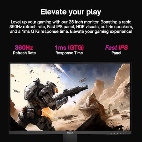 Pixio PX259 Prime S 24.5 inch (24 inch / 25 inch Equivalent) 360Hz (144Hz Supported) Refresh Rate FHD 1080p Resolution Fast Nano IPS Panel 1ms GTG Response Time Gaming Monitor with Adaptive Sync