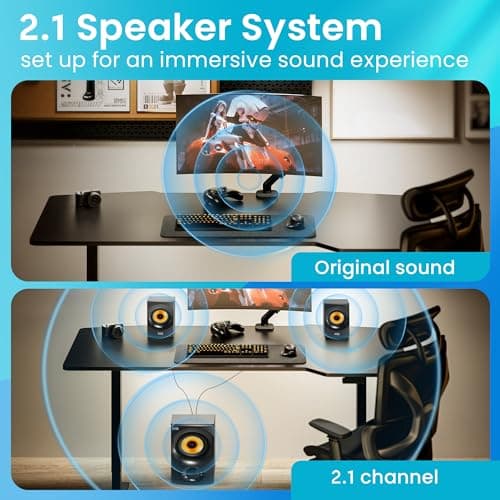 Acoustic Audio by Goldwood Bluetooth 2.1 Speaker System 2.1-Channel Home Theater Speaker System, Black (AA2170)