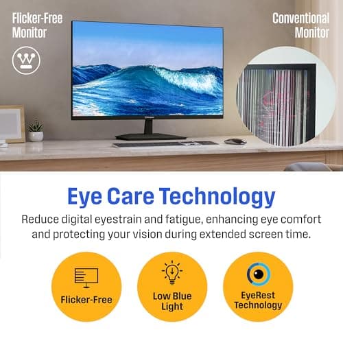 Westinghouse 24 Inch Computer Monitor, 100Hz, 1080p Full HD IPS Display, Adaptive Sync, Blue Light Protection, Home Office PC Screen with Built in Speakers, HDMI, VGA, for Work & Productivity