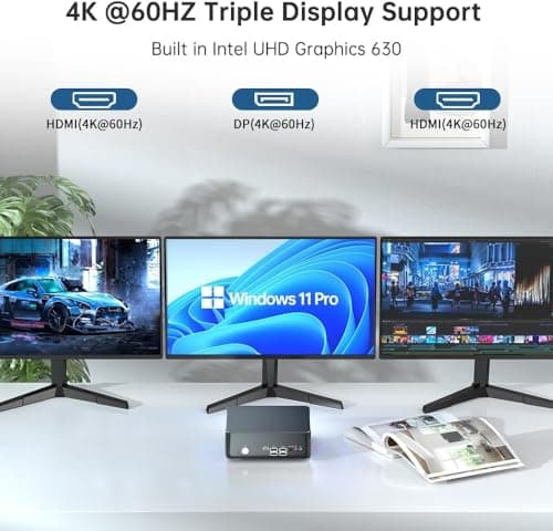 Thdeukoty Mini PC with Core i9-9880H 2.3 up to 4.8GHz, 32G DDR4 1T SSD, Windows 11 Pro Desktop Computer, DP*1, HDMI*2 Support Triple Display, WiFi6E/BT5.3, VESA, Optical, Dual 2.5G LAN