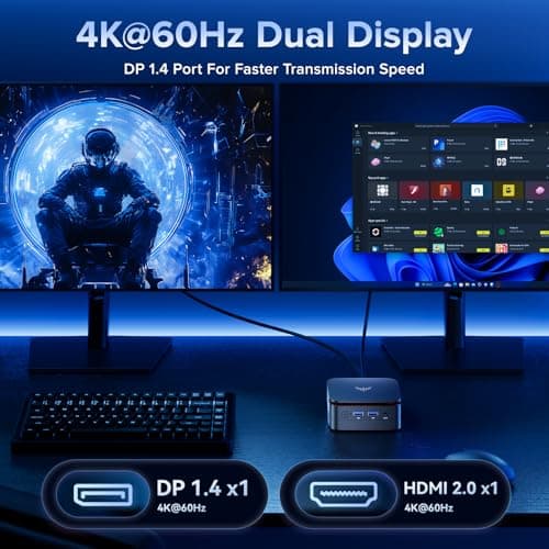 KAMRUI Essenx E1 Mini PC,W-11 Pro 12th N97 Mini Computer(Beat N150,up to 3.6GHz),Mini Desktop Computers 16GB RAM 512GB SSD,Desktop PC Support 4K HDMI+DP,Mini PC with Dual WiFi,Business Home Office