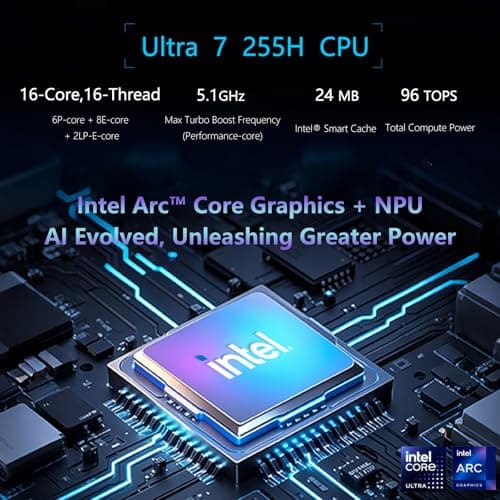 NUC 15 Pro Ultra 7 255H Mini PC, 16 cores, max 5.1 GHz, DDR5 6400, WiFi 7 & Thunderbolt 4, PCIe 4.0×4, Industrial Compact Desktop