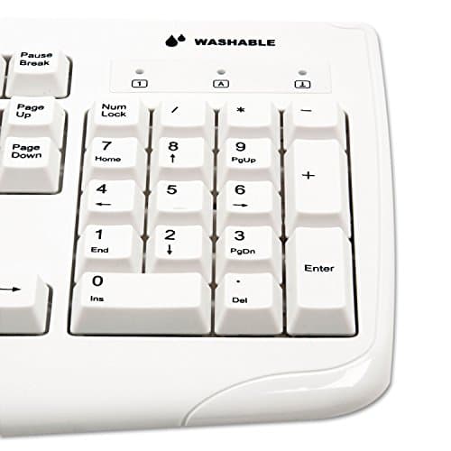 Kensington 64406 Pro Fit USB Washable Keyboard, 104 Keys, Wired, White