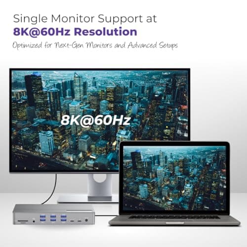 Thunderbolt 4 Dock with DisplayLink - USB-C/A MacBook Docking Station, Chrome, Windows 10/11 Compatible – 21 Ports, Dual/Triple/Quad/5 Monitor Support - 40Gbps, 150W Charging, 8K/4K Display