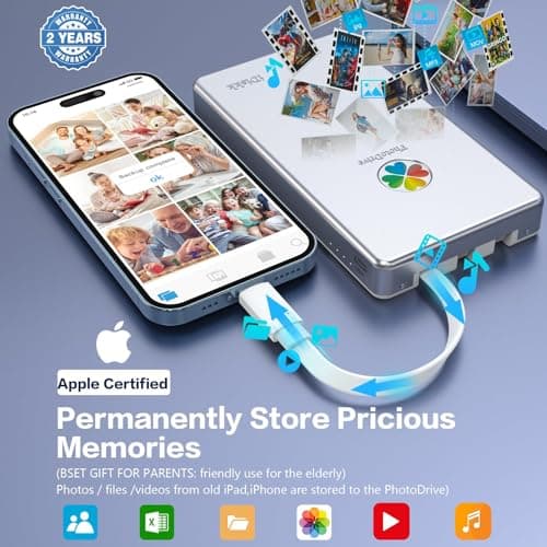 iDiskk 4TB App-le Certified External Hard Drive for iPhone iPad (iPhone 15/14/13/12/11/X) Android Mobile,MacBook and Windows PC, Photo Storage Photo Stick Drive to Bacukp Photos/Videos,Files