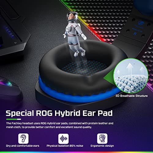 FC100 Gaming Headset with Microphone for PS4, PS5, Switch, Xbox, PC, Mac, Gamer Headset with RGB Light, Computer Headphones with Mic