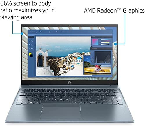 HP 2022 Pavilion 15.6" FHD 1080P IPS Laptop, 8-Core AMD Ryzen 7-5700U(Up to 4.3GHz, Beat i7-1180G7), 32GB RAM, 1TB NVMe SSD, Numpad, HDMI, WiFi, USB-A&C, Fast Charge, Audio by B&O, Win11