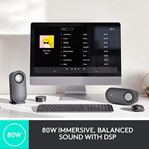 Logitech Z407 Bluetooth Computer Speakers with Subwoofer and Wireless Control, Immersive Sound, Premium Audio with Multiple Inputs, USB Speakers, Black