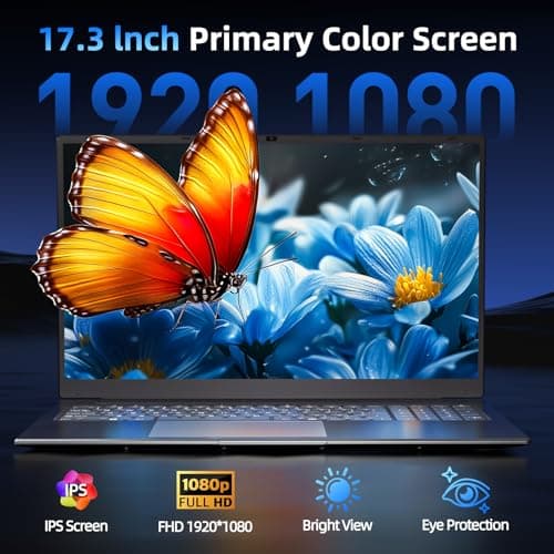 SGIN Windows 11 Laptops, 17.3 Inch Laptop Computer with Core i3 CPU, 4GB DDR4 128GB SSD, 60800mWh Battery, FHD IPS Display, Type-C, 5G WiFi, BT4.2, Webcam, USB3.2, HDMI, for Student and Business
