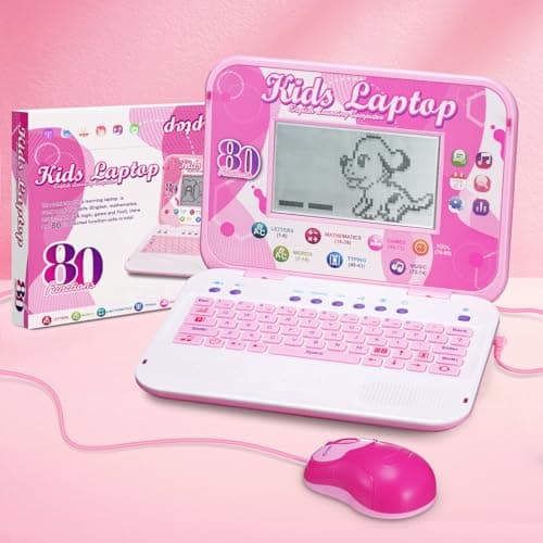 LESHITIAN Kids Laptop, 80 Learning Modes with 7 Inch Large Screen, Educational Learning Computer for Kids Ages 5+