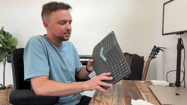 Nulea Wireless Ergonomic Keyboard, Split Keyboard with Cushioned Wrist Rest, Bluetooth and USB Connectivity, USB-C Rechargeable, Compatible with Windows Mac