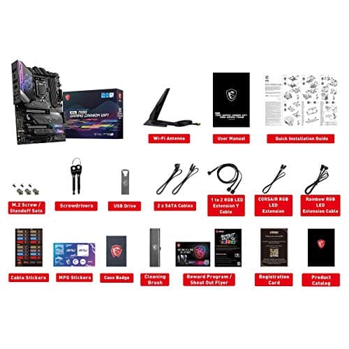 MSI MPG Z590 Gaming Carbon WiFi Gaming Motherboard (ATX, 11th/10th Gen Intel Core, LGA 1200 Socket, DDR4, PCIe 4, CFX, M.2 Slots, USB 3.2 Gen 2, Wi-Fi 6E, DP/HDMI, Mystic Light RGB)