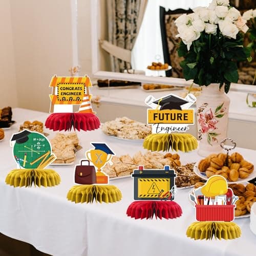 Congrats Engineer Graduation Table Honeycomb Centerpieces, Future Engineer Party Table Toppers Engineer Degree Graduation Decoration Supplies Engineering Table Centerpieces 7 PCS