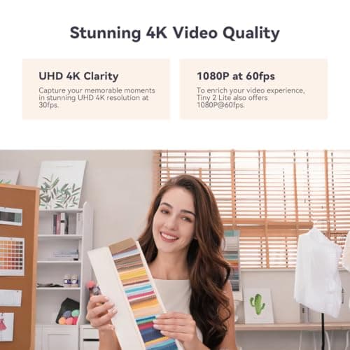 OBSBOT Tiny 2 Lite AI-Powered 4K UHD PTZ Webcam,1/2" CMOS 4X Digital Zoom AI Auto Tracking with Auto Zoom Gesture Control 2.0, LiveStream for Game/Meeting/Online Educate, W Mini Tripod