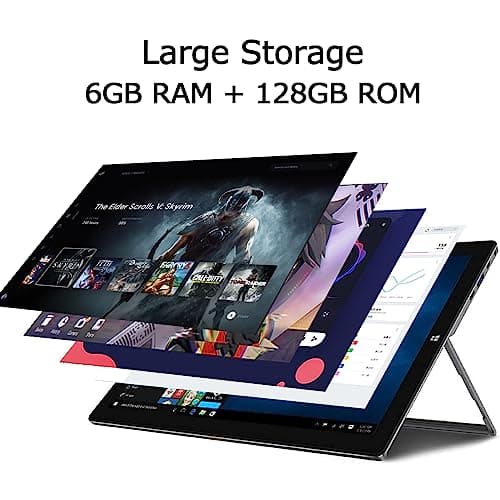 Windows Tablet with Keyboard, 11.6 inch 2-in-1 Tablets Laptops Touchscreen Windows 11, Intel Celeron, 1920 * 1080 IPS 6GB RAM 128GB EMMC 2.4G/5G WiFi Bluetooth HDMI USB
