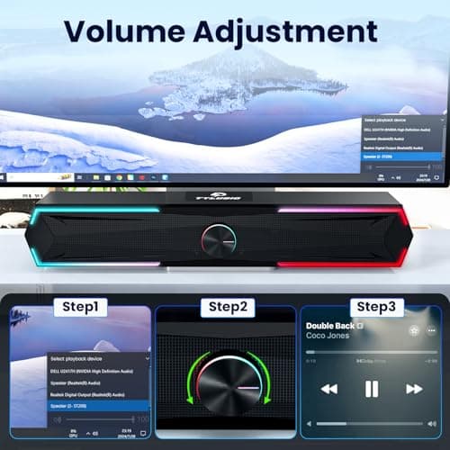 Bluetooth Computer Speakers for Pc Desktop with Clear Sound, Flowing LED Computer Speaker for Desktop Laptop Monitor, Bluetooth & USB Input