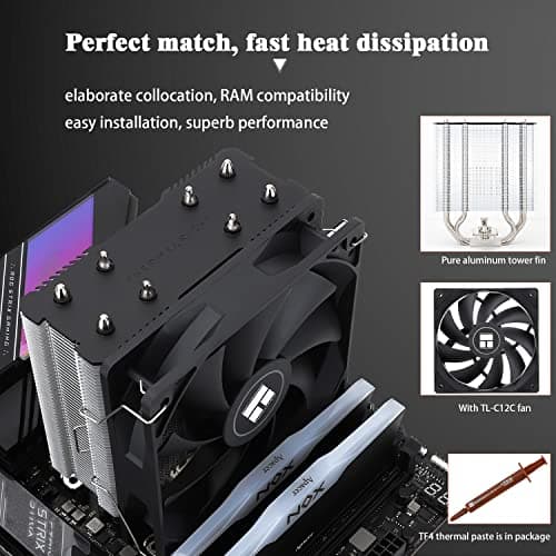 Thermalright Assassin X120 Refined SE CPU Air Cooler, 4 Heat Pipes, TL-C12C PWM Fan, Aluminium Heatsink Cover, AGHP Technology, for AMD AM4/AM5/Intel LGA 1150/1151/1155/1200/1700/1851(AX120 R SE)