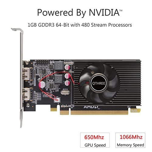 QTHREE Radeon HD 6570 Low Profile Graphics Card,Dual HDMI,1GB,GDDR3,64-Bits,Desktop Video Card for PC Gaming,PCI-Express X16,Computer GPU