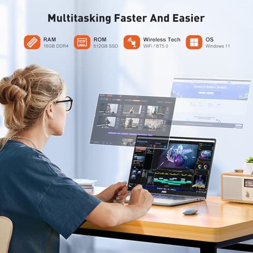Laptop Computer 16GB RAM 512GB SSD Work Laptops 15.6 Inch FHD Screen Premium Laptop (Up to 3.6GHz) Windows 11 Laptop Computer, Light&Thin, Metal Shell, Webcam, Type-C, USB3.2