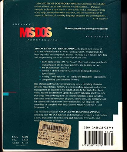Advanced MS-DOS Programming: The Microsoft Guide for Assembly Language and C Programmers