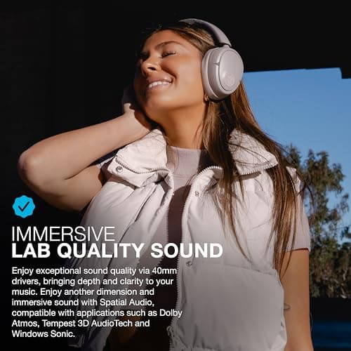 JLab JBuds Lux ANC Wireless Headphones, Mauve, Hybrid Active Noise Cancelling, Customizable Sound, Spatial Audio Compatible, Premium Over-Ear Bluetooth Headset