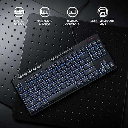 Redragon K516 Shiva TKL Wired RGB Membrane Gaming Keyboard, 87 Keys Mechanical-Feel Keyboard w/Smooth Linear Switch, On-Board Macro & Dedicated Multimedia Keys, 16.8M RGB Backlit, Software Supported