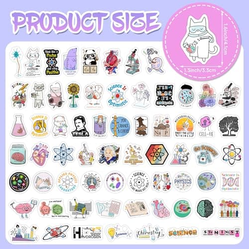 100Pcs Glow in The Dark Funny Natural Science Lab Stickers for Water Bottle, Physics Chemistry Biology Lab Vinyl Laptop Decals, Adults Teachers Students Waterproof Phone Case Skateboard Luggage Decor