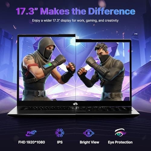 NIMO 17.3 Gaming-Laptop Ryzen 9 8945HS (>i9-13900H) 16GB RAM, 1TB SSD, Radeon 780M, PD 100W USB-C 4.0 AI-Enhanced for Copilot VR Ready, Backlit KB Fingerprint Unlock, Gaming Student Office Business
