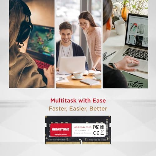 【DDR4 RAM Laptop Only】 GIGASTONE 32GB Kit (2x16GB) DDR4 3200MHz (2933MHz or 2666MHz) PC4-25600 (PC4-23400, 21300) CL22 1.2V SODIMM 260 Pin Unbuffered Non ECC High Performance Notebook Memory Upgrade