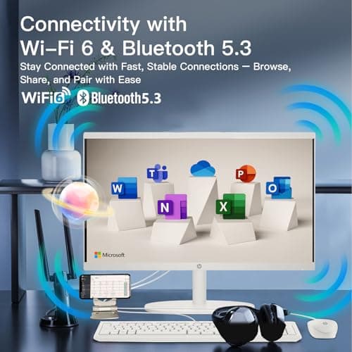 HP 21.5-inch All-in-One Desktop PC - w/Office 2024 Lifetime, Free CD/DVD Drive - FHD Display, Intel Celeron Processor, Wi-Fi 6, HDMI, HD Webcam, Windows 11 Pro(32GB RAM, 1TB SSD)