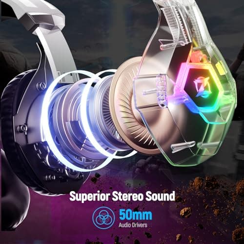 Gaming Headset for PC, Ps4, Ps5, Xbox Headset with 7.1 Surround Sound, Gaming Headphones with Noise Cancelling Mic, Over Ear Headphones for Switch, GEM Box, Atari 2600 System, Sega Game Gear