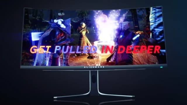 Alienware AW3423DW Curved Gaming Monitor 34.18 inch Quantom Dot-OLED 1800R Display, 3440x1440 Pixels at 175Hz, True 0.1ms Gray-to-Gray, 1M:1 Contrast Ratio, 1.07 Billions Colors - Lunar Light