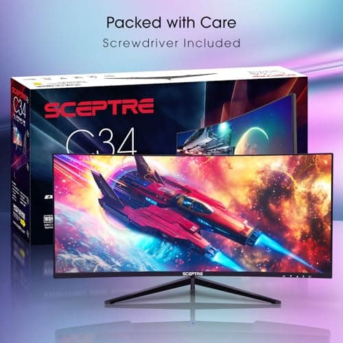 Sceptre New Curved 30-inch Gaming Monitor 200+Hz Build-in Speakers 2560 x 1080p HDMI x2 DP x2 2025