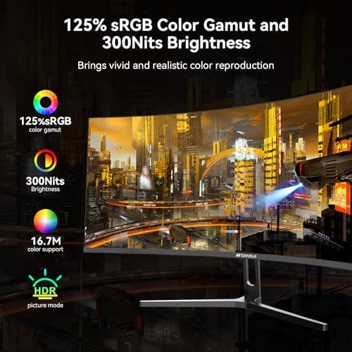 SANSUI 32 Inch Curved 240Hz Gaming Monitor High Refresh Rate, FHD 1080P Gaming PC Monitor HDMI DP1.4, Curved 1500R, 1Ms MPRT, HDR,Metal Stand,VESA Compatible (ES-G32C3F DP Cable Incl.)