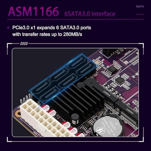 N150 Industrial Motherboard NAS 4 Cores 4 Threads Low Power Processor 2x2.5G i226 Network M.2 Slot 6xSATA 2* M.2 NVMe 2280, 1* PCIe 3.0x4, 1* TF Slot, Dual 4K Display, 6* USB