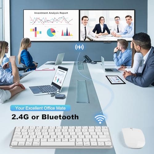 5 in 1 Aluminum Keyboard and Mouse for Mac Wireless Keyboards Bluetooth Rechargeable Mouse Compatible with iMac MacBook iPad and All MacOS iOS Windows Android Devices