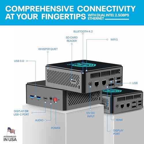 No OS | Pulcro TK Two Mini PC | N100 CPU, 16GB DDR4 RAM, 256GB M2 SSD, 4K HDMI+DisplayPort+USB Support, 4X USB, 2.5Gbps Ethernet, WiFi, BT