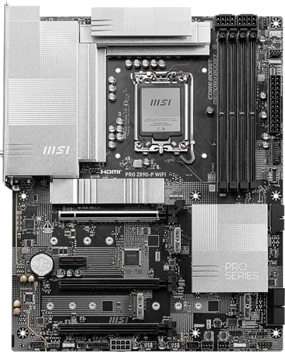 MSI PRO Z890-P WiFi ProSeries Motherboard (Supports Core Ultra Series 2 Intel Processors, LGA 1851, DDR5, PCIe 5.0, M.2, SATA, 5Gbps LAN, USB Type-C, Wi-Fi 7, Bluetooth 5.4, Thunderbolt 4, ATX)