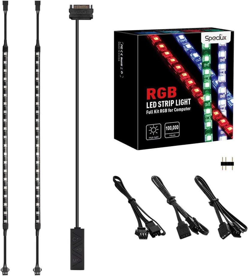 PC Addressable RGB LED Strip Lights Kit - Magnetic PC Case Lighting, 2PCS 42LEDs ARGB Strip for 5V 3pin RGB Header Motherboard Asus Aura, Asrock RGB Led, Gigabyte RGB Fusion, MSI Mystic Light