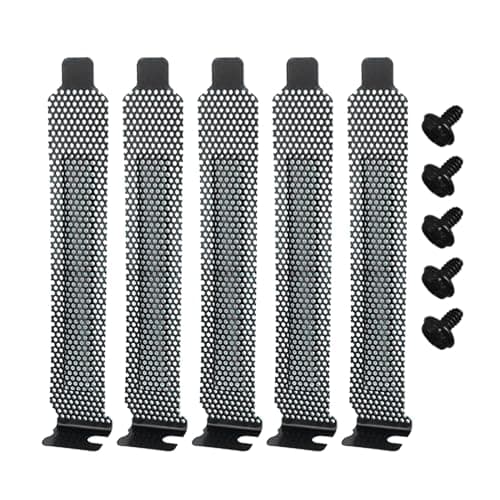 ljhnba Pack of 5 Computer PCI Strips Black PCI Slot Covers with Screws for Computer Case Graphics Card Accessories