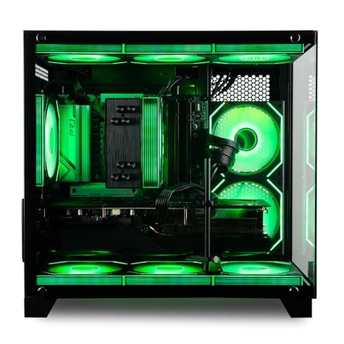 Panorama Gaming Desktop PC (NVIDIA RTX 5060 Ti 8GB, AMD Ryzen 7 5700X Processor, 32GB DDR4 RAM, 1TB NVMe M.2 SSD, WiFi 6E, HDMI + DP, Windows 11 Pro) Best 2025 RGB Prebuilt Tower Computer for Gamers
