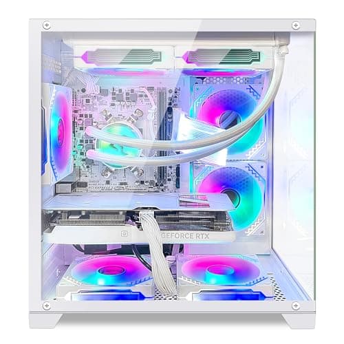 Panorama Gaming PC Desktop - AMD Ryzen 5 5600GT 3.6GHz, RTX 4060 8GB, 16GB DDR4 RAM 3200, 1TB M.2 PCIE SSD, 240mm AIO, 11AC Wi-Fi, Bluetooth, Windows 11 Pro 64-bit Desktop Computer, White